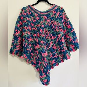 Handmade Crochet Poncho One Size Boho Festival Cottagecore Artsy 70s Inspired